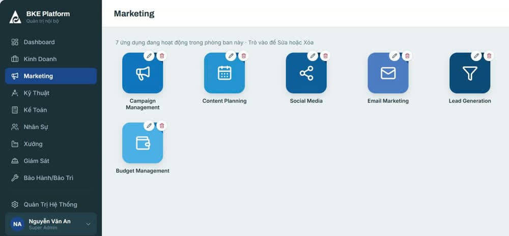 Nhóm ứng dụng Marketing với 7 ứng dụng chuyên biệt